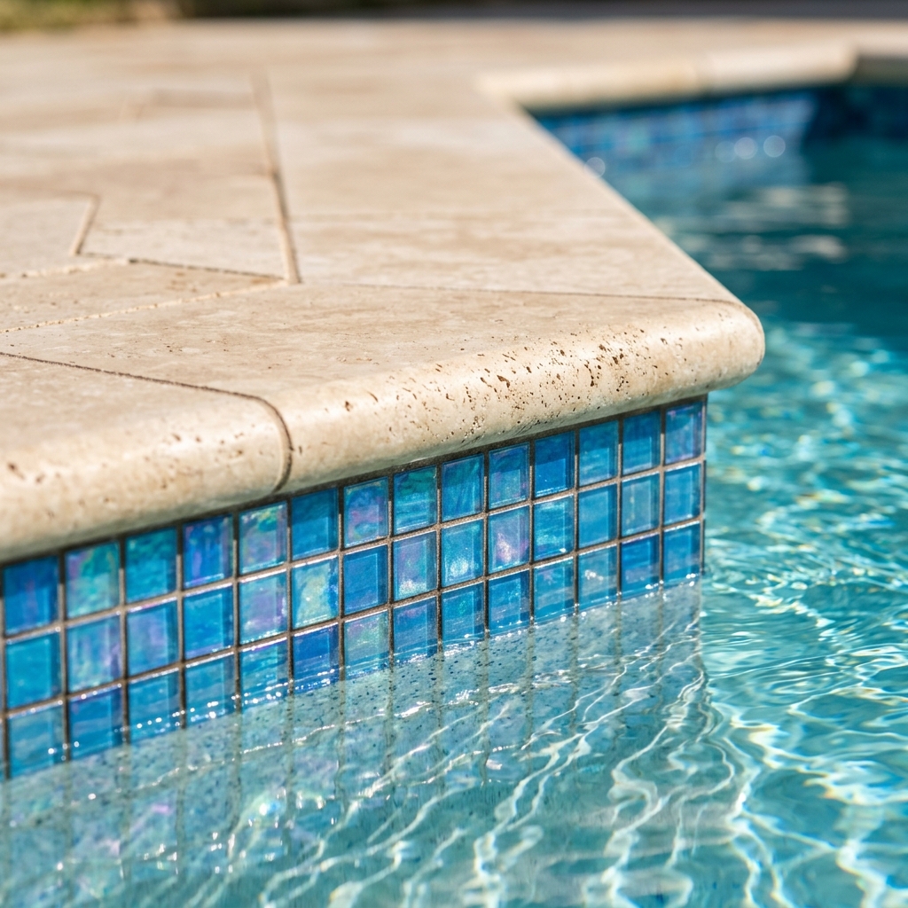 Gunite pool tile and waterline repair in Massachusetts